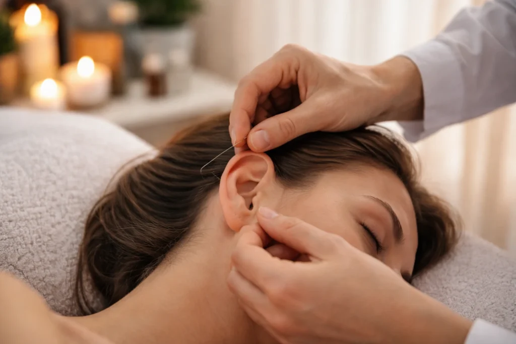 Øreakupunktur behandling mod søvnløshed i klinik på Frederiksberg