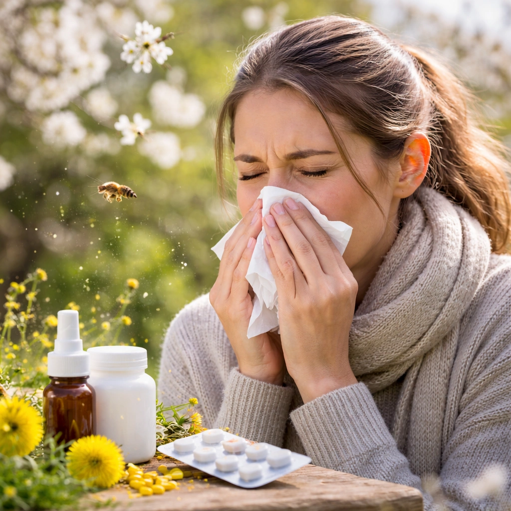 Allergisk reaktion med nysen og kløende næse under pollensæson