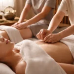 Acupuncture and abdominal massage treatment for indigestion relief in Frederiksberg clinic