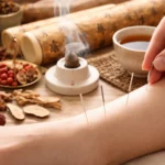 Placering af Shenmai punktet BL62 under den ydre ankelknogle brugt i akupunkturbehandling mod kolde fødder og svaghed