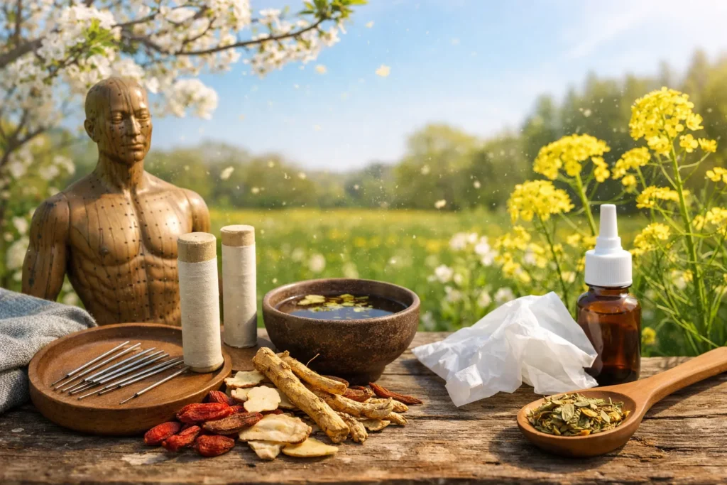 Acupuncture treatment for pollen allergy relief with herbal medicine and moxibustion in a TCM clinic Frederiksberg