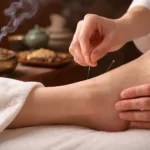 Woman suffering from insomnia at night showing health risks of sleep deprivation before acupuncture treatment in a Frederiksberg acupuncture clinic