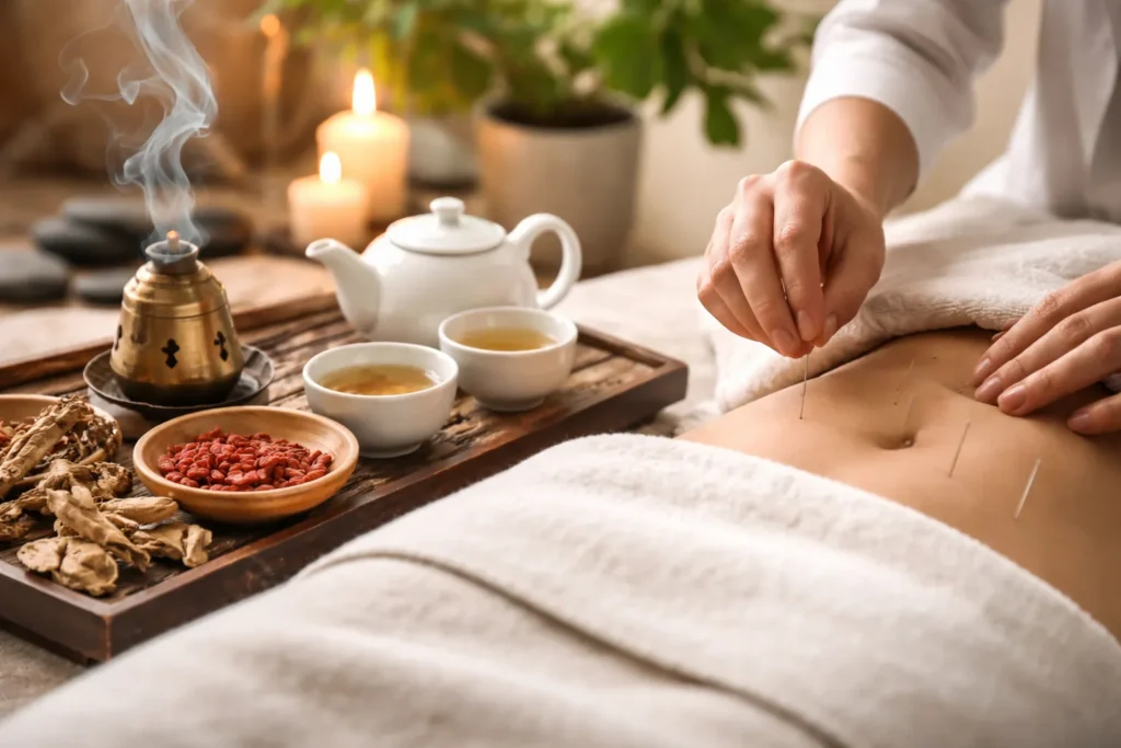 Kvinde med nedsat appetit sidder foran mad uden lyst til at spise i hjemmemiljø