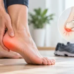 Hælspore og smerter under foden med irritation i plantarfascia
