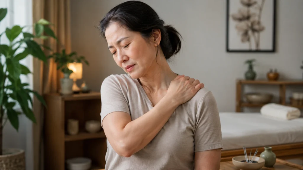 Frozen shoulder pain and limited arm movement treated with acupuncture and TCM in Frederiksberg