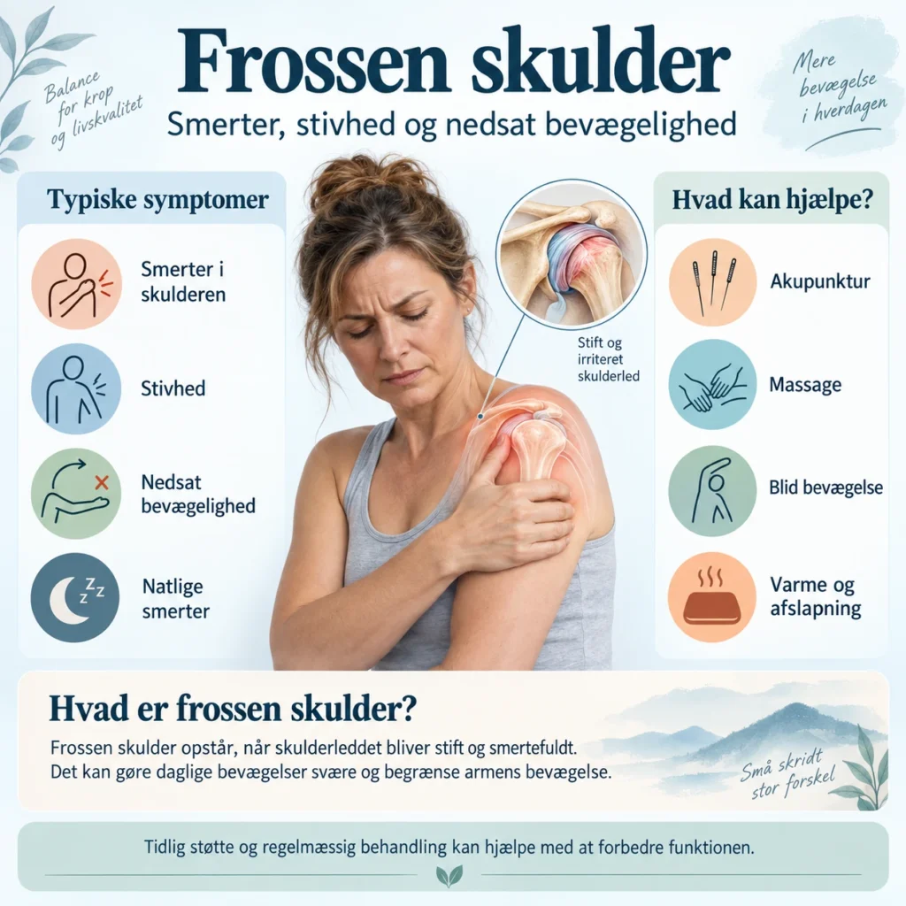 Infografik om frossen skulder og behandling